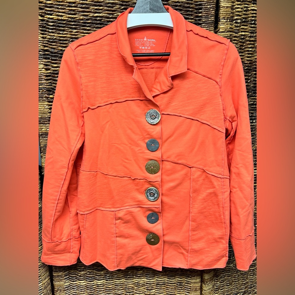 Neon Buddha Orange Blazer Cropped Fitted‎ Design- Stylish buttons down front